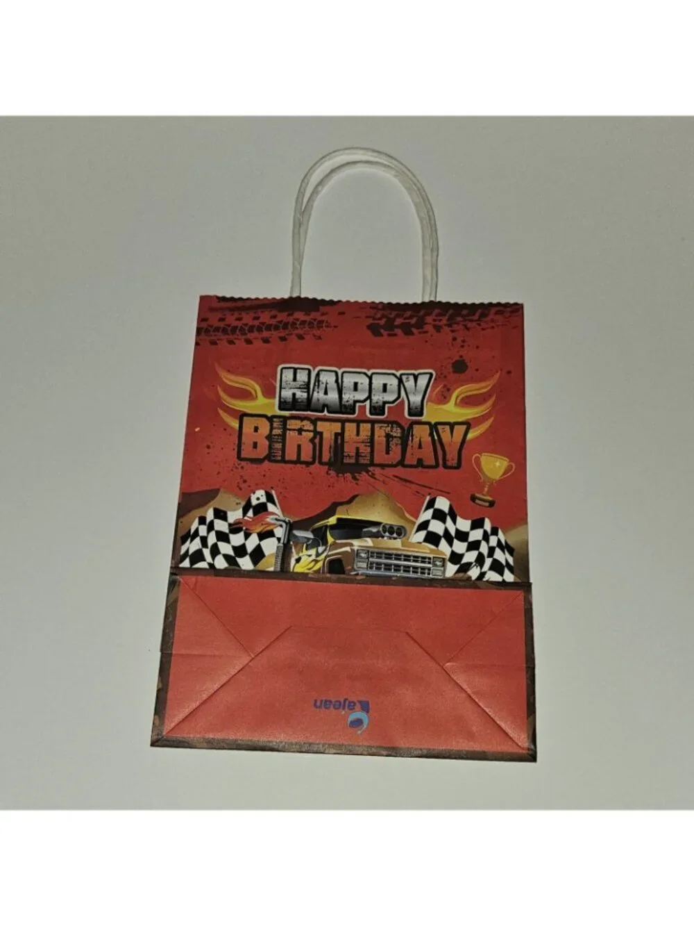 7 Monster Truck Happy Birthday Paper Gift Bag Lot 8.5x6 Green Blue Red Yellow